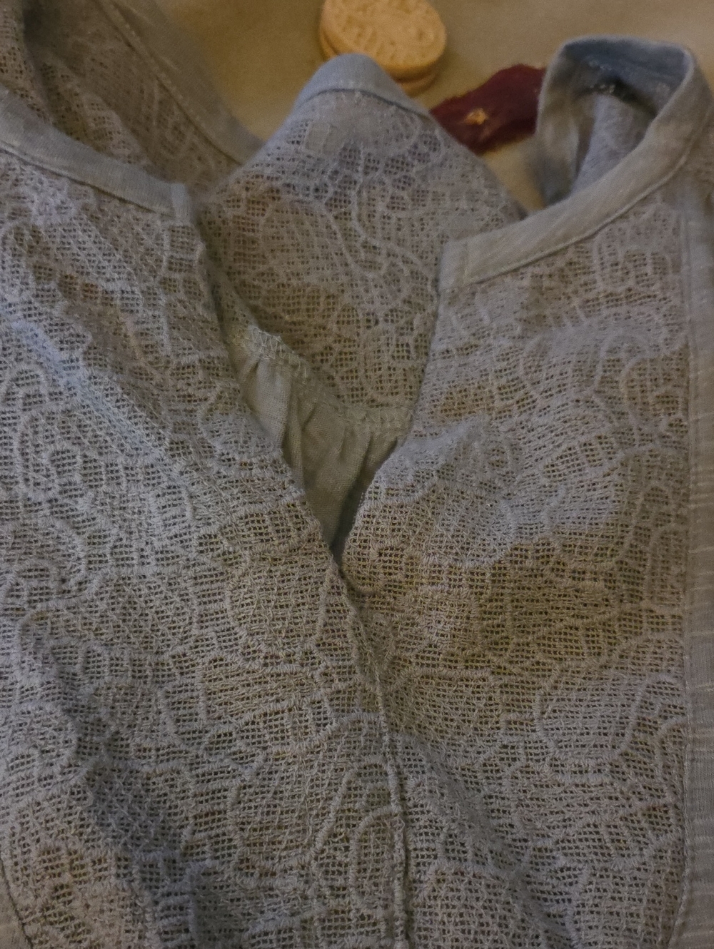 Sonoma Gray Long Sleeve Tee with Lace Accents